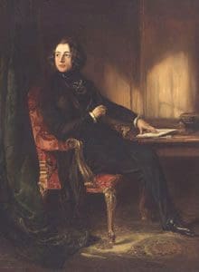 Portrait painting of Charles Dickens by Daniel Maclise, dating from 1839.